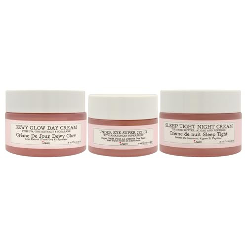 Thebalm The Balm Day To Night Glowing Skin Trio For Women - 3 Pc 1Oz Dewy Glow Day Cream 0.5Oz Under Eye Super Jelly 1Oz Sleep Tight Night Cream