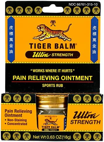 Tiger Balm Ultra Strength Rub Balm Alcohol Cruelty 0.63 Ounce (Pack Of 6)