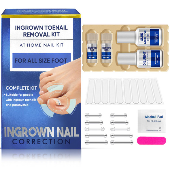 Topicy Ingrown Toenail Treatment-Patch(10Pcs) Ingrown Toenail Corrector(Titanium Alloy) Ingrown Toenail Removal Kit Cuttable Applicable For Any Nail Size Nail Repair For Finger And Foot Reusable