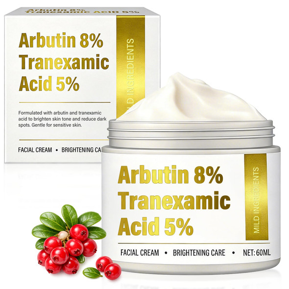 Topicy Brightening Cream With 8% Arbutin & 5% Tranexamic Acid Face Cream For Dark Spots & Uneven Skin Tone Visibly Brighten & Improve Skin Radiance 2.0 Oz