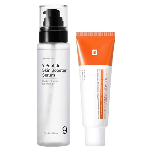 Tosowoong K-Beauty Resurfacing Bundle - Peptide Skin Booster & Glycolic Acid 10 Cream - Targeted Care For Bumpy Skin Fine Lines & Luminous Clarity