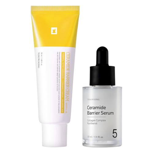 Tosowoong Ceramide Barrier Duo - Hydrating Serum (1.11Oz) & Strengthening Cream (1.69Oz) - 5-Ceramide Complex & Cica For Sensitive Skin