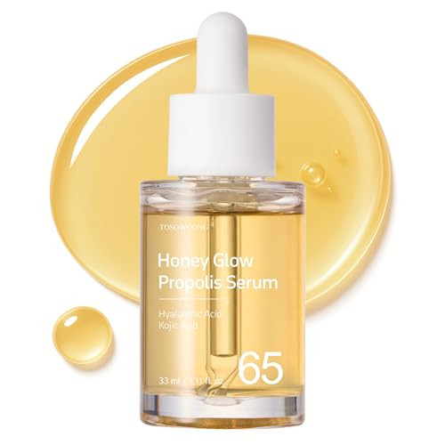 Tosowoong Honey Glow 65% Propolis Serum Hyaluronic Acid Kojic Acid Niacinamide Hydrating Facial Soothing Moisturizer For Irritated Uneven Skin Tone Glass Skin Korean Skin Care 33Ml 1.11 Fl.Oz