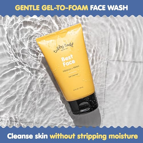 Tubby Todd Best Kids Face Wash 2Pk Gel-To-Foam Facial Cleanser Clarifies & Brightens With Willow Bark & Hibiscus Enzyme Natural Ingredients Oil- Skincare For Kids 4 Fl Oz