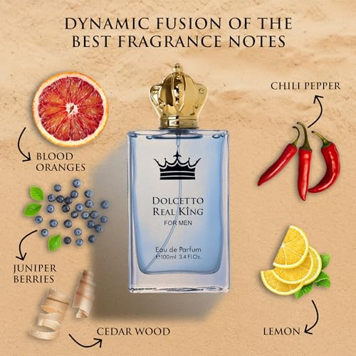Urban Collection Dolcetto Real King Eau De Parfum For Men Woody & Aromatic Fragrance - Citrus Notes & Pimento Essence With Masculine Base - Blend Of Spicy Pepper French Lavender & Haitian Vetiver - 100Ml Bottle