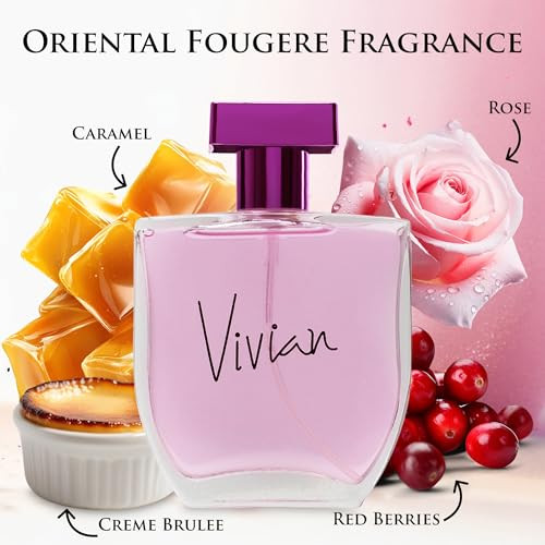 Urban Collection Vivian For Women - Floral Fruity Long Lasting Fragrance - Top Notes Of Red Berries & Rose - Base Scents Of Creme Brulee & Caramel - Paraben & Cruelty - Elegant 100Ml Bottle Parfume Women