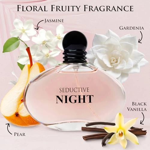 Urban Collection Seductive Night For Women - Floral & Fruity Fragrance - Top Notes Of Pear Litchi Mandarin Orange & Red Apple - Base Scent Of Vanilla Chocolate & Sandalwood - Elegant 100Ml Bottle Parfume For Women