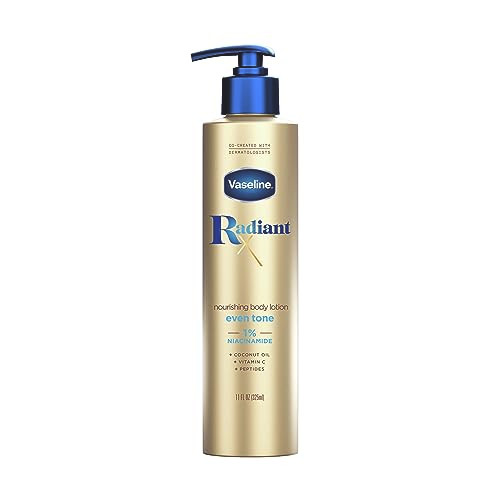 Vaseline Radiant X Even Tone Nourishing Body Lotion With 1% Niacinamide Coconut Oil Vitamin C & Peptides 11 Oz & Illuminate Me Shimmering Body Oil Created For Melanin Rich Skin