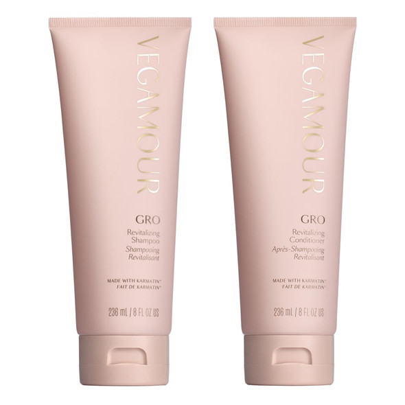 Vegamour Gro Revitalizing Shampoo And Conditioner Duo Kit Supports Thicker Fuller Looking Hair Formulated Without Sulfates For Thinning Hair With Vegan Keratin Natural Citrus Scent