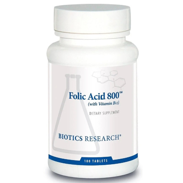 Biotics Research Folic Acid 800 With B12 180 Tablets