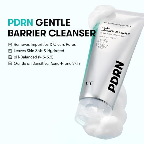 Vt Cosmetics Pdrn Barrier Cleanser Gentle Ph Balanced Facial Cleanser With Pdrn Ceramides & Panthenol Hydrating Micro Foam Face Wash For Sensitive Deep Cleansing Without Dryness 6.76 Fl.Oz