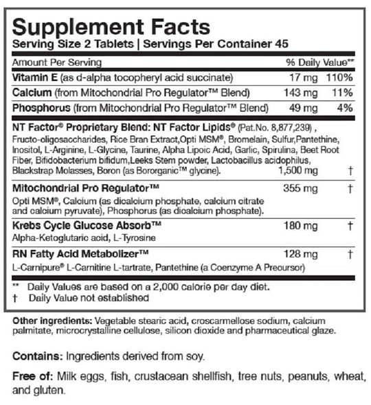 Researched Nutritionals NT Factor Energy 90 Tablets