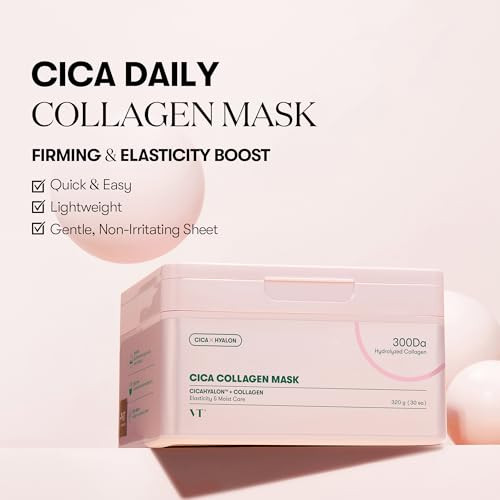 Vt Cosmetics Bundle Cica Collagen Daily Mask 30 Sheets & 7% Glycolic Acid Reedle Shot Head-To-Toe Mist