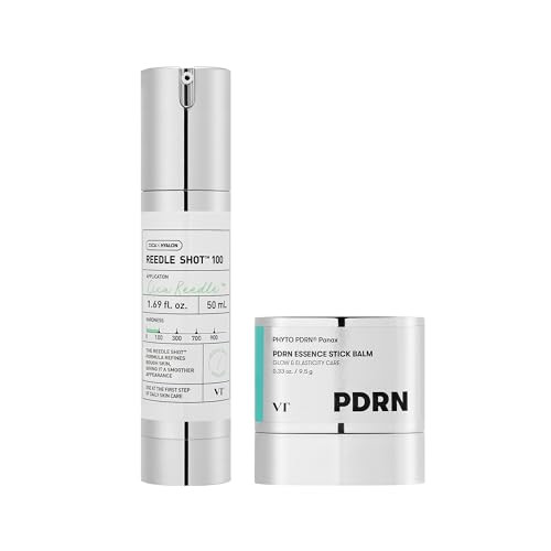 Vt Cosmetics Bundle Cica Reedle Shot 100 & Pdrn Essence Stick Balm Microneedling Serum Collagen Multi Balm Wrinkle Care Firming & Anti-Aging Hydrating Korean Skincare