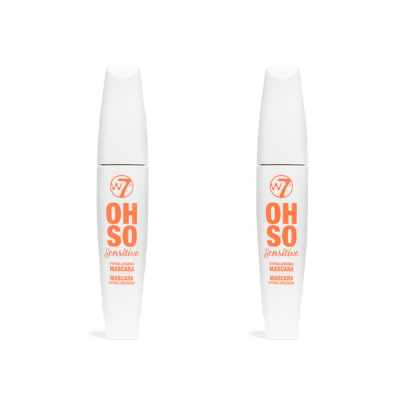W7 Oh So Sensitive Hypoallergenic Mascara - Black Mascara For Sensitive Eyes With Vitamin E - Vegan 2 Pack