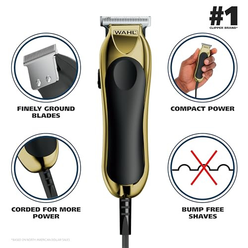 Wahl T-Pro Corded Compact Men's Beard Trimmer With Diamond Finished T Blade For Bump Precision Outlining Detailing And Trimming - Model 9307-300
