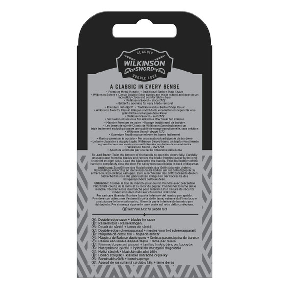 Wilkinson Sword Classic Double Edge Premium Men S Metal Safety Razor With X5 Refill Blades
