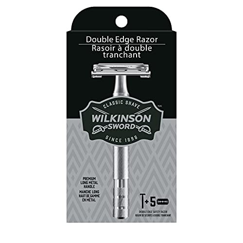 Wilkinson Sword Double Edge Razor For Men With 5 Double Edge Razor Blades Refills