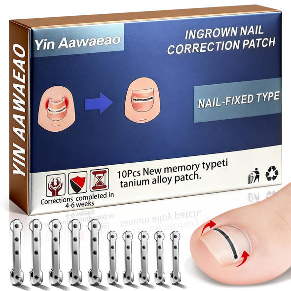 Yin Aawaeao Titanium Alloy Ingrown Toenail Treatment - Professional Home Care For Curved Nails - Waterproof Nail Tools And Ingrown Toenail Removal KitIngrown Toenail Corrector(0.59/0.67In)