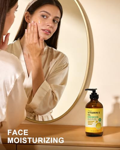 Yoken Vitamin E Oil For Skin Face Body Hair Vit E Oil Glass Bottle Pure & Natural Aceite De Vitamina E Para La Cara Cold-Pressed D-Alpha Tocopherol Deep Moisture Lightweight Non-Greasy