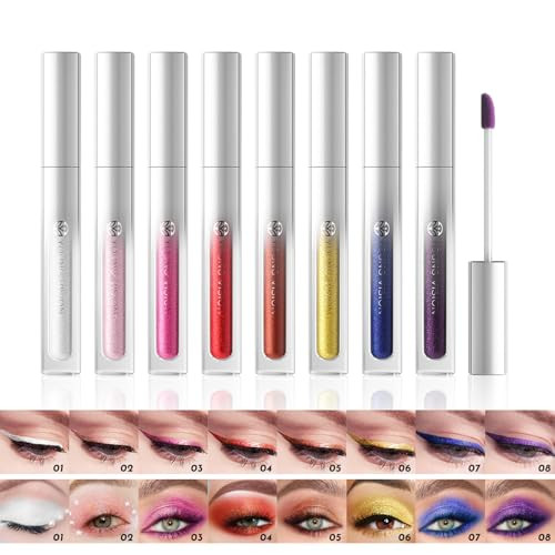 Young Vision 8Pcs Lip Gloss Collection Makeup Set Set Shiny Smooth Soft Liquid Lip Glosses Non Transfer Gloss Multi-Purpose Lip Liner Gloss Eyeliner & Eyeshadow For Girls And Women Makeup