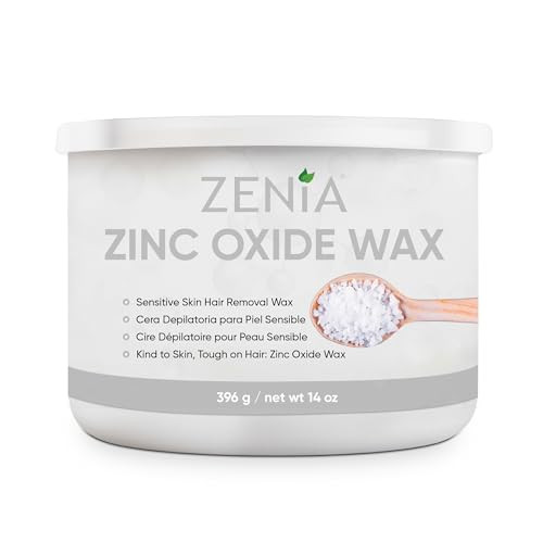 Zenia Zinc Oxide Wax 14Oz - Gentle Hair Removal Soft Wax For Sensitive Skin - Perfect For Full-Body Use Including Face Arms Legs And Bikini
