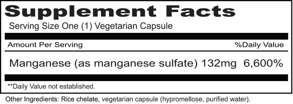 Priority One Manganese Sulfate 400mg 60 Vegetarian Capsules
