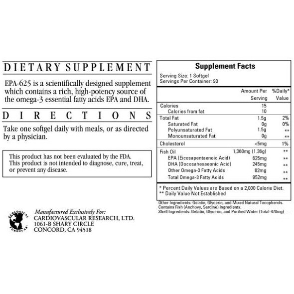 Ecological Formulas  EPA-625  90 Softgels