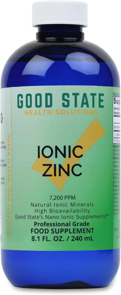 Good State | Liquid Ionic Zinc | Dietary Supplement | Great for Immune System | 96 Servings At 18 Mg | 8 Fl oz