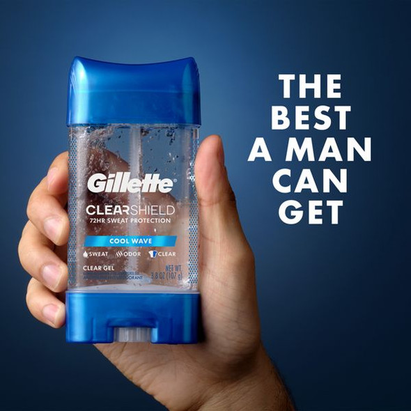Gillette 72 Hours Sweat Protection Clear Gel Antiperspirant & Deodorant for Men Cool Wave - 3.8oz/2pk