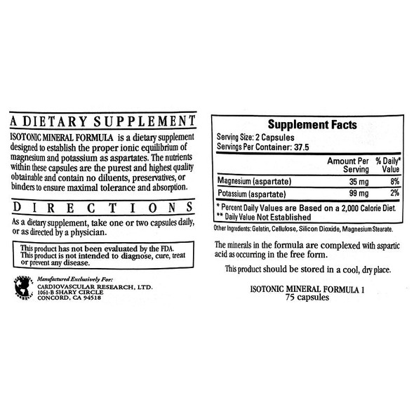 Ecological Formulas  Isotonic Mineral Formula  75 Capsules