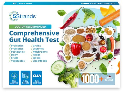 5Strands Comprehensive Gut Health Test For Adults & Kids 1000 Food Items Tested Non-Invasive At Home Hair Sample Screening For Food Intolerances Results In 4 Days