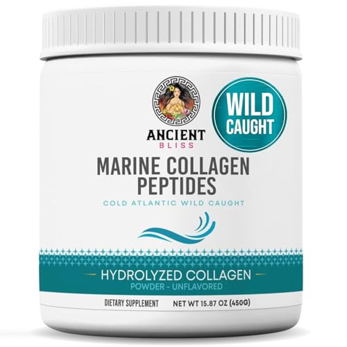 Ancient Bliss Wild-Caught Marine Fish Collagen Peptides Powder Flavorless Collagen Protein Supplement With Type 1 Non-Gmo Gluten-Free Amino Acid Supplement For Skin Hair And Nails 15.87 Oz