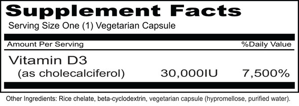 Priority One Sun D3 30000 IU 90 Vegetarian Capsules