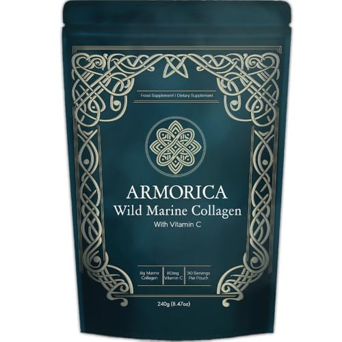 Armorica Marine Collagen Powder With Vitamin C Hydrolyzed For Optimal Absorption Unflavored & Easily Dissolves Non-Gmo & Microplastic Tested Skin Hair & Joint Support 240G (30 Servings)