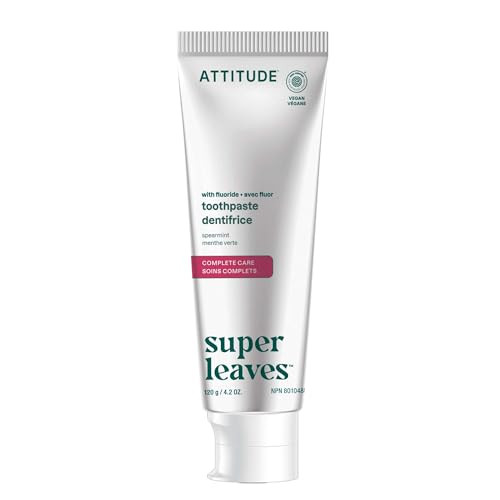 Attitude Complete Care Toothpaste With Fluoride Spearmint Flavor Vegan & Cruelty-Free Sugar-Free Plant & Mineral-Based Ingredients Clean Oral Care 4.2 Oz