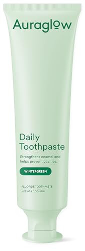 Auraglow Daily Toothpaste Anticavity Fluoride Toothpaste Helps Prevent Cavities Helps Strengthen Enamel Freshens Breath For Adults Kids Oral Care Wintergreen Flavor 4 Oz (1 Pack)