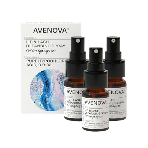 Avenova Eyelid And Eyelash Cleanser Spray - Gentle Pure Hypochlorous Acid Spray For Eye Irritation - Daily Lash And Eyelid Cleanser - 3-Pack 20Ml Glass Bottle