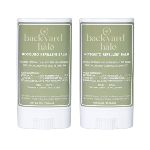 Backyard Halo Natural Mosquito And Insect Repellent Balm Stick Travel-Pocket Size 0.6 Oz Each Plant Based Deet Free Alcohol Free 2-Pack