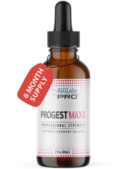 Biolabs Pro Progest Maxx Progesterone Oil Natural Bioidentical Progesterone For Women Hot Flashes & Menopause Support 2Oz Bottle - Six Month Supply