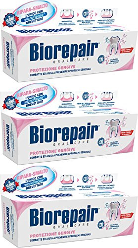 Biorepair Protezione Gengive (Gum Protection) Toothpaste With Microrepair New Formula - 2.5 Fluid Ounce (75Ml) Tubes (Pack Of 3) Italian Import