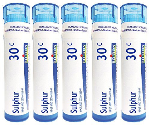 Boiron Sulphur 30C (Pack Of 5 80-Pellet Tubes) Homeopathic Medicine For Skin Rash