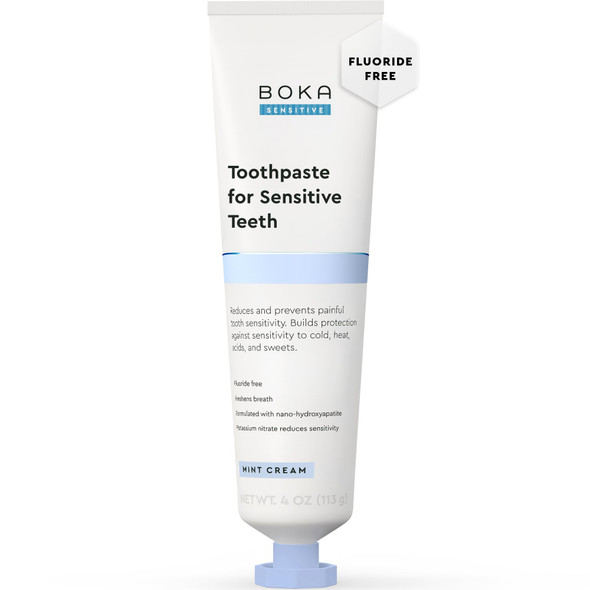 Boka Sensitive Toothpaste - Fluoride Free 5 Potassium Nitrate Nano Hydroxyapatite Sensitive Teeth Relief For Tooth Sensitivity And Protection For Adults - Mint Coconut Cream 4 Fl Oz 1 Pk