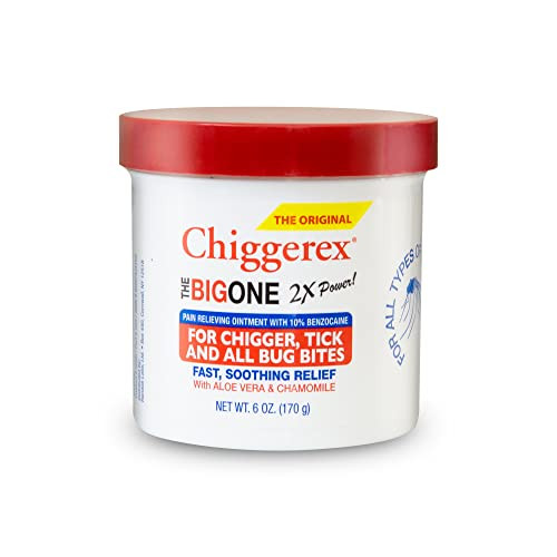 Chiggerex 2X Power First Aid Medicated Ointment For Chiggers Mosquito Bites Ticks And Bug Bite Relief With Aloe Vera & Chamomile 6 Oz