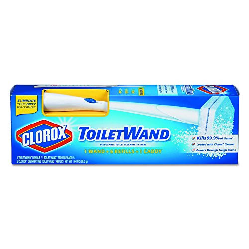 Clorox 03191Ct Toilet Wand Disposable Toilet Cleaning Kit Handle Caddy & Refills White (Case Of 6)