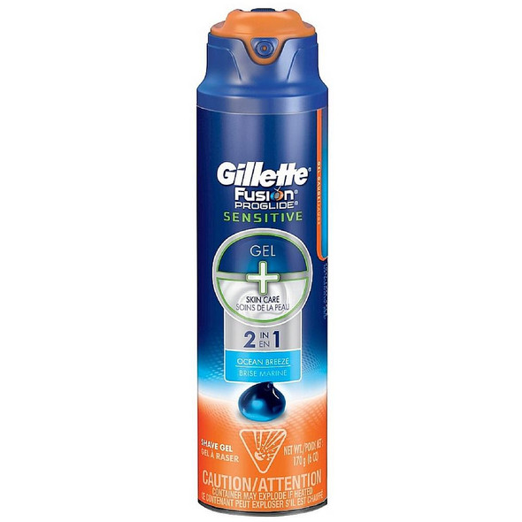 Gillette Fusion Proglide Sensitive Shave Gel, Ocean Breeze 6 oz
