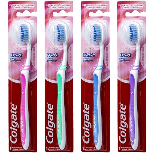 Colgate Wave Gum Comfort Toothbrush Ultra Soft Compact Head Colors Vary 4-Pack