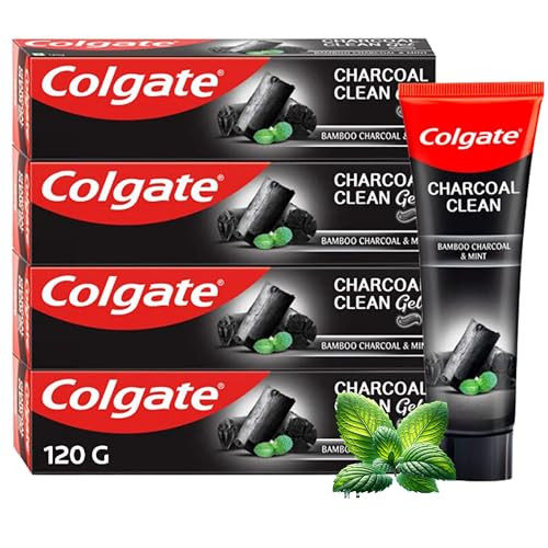Colgate Charcoal Clean Black Gel Toothpaste Pack Of 480G/16.9Oz (120G/4.2Oz X 4) Deep Clean Toothpaste With Bamboo Charcoal Fresh Mouth Experience