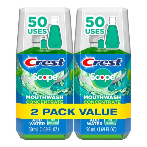 Crest Scope Mouthwash Concentrate Travel Size Mouthwash Original Mint Flavor Helps Freshen Breath 2 Pack 50 Ml Squeeze Bottles