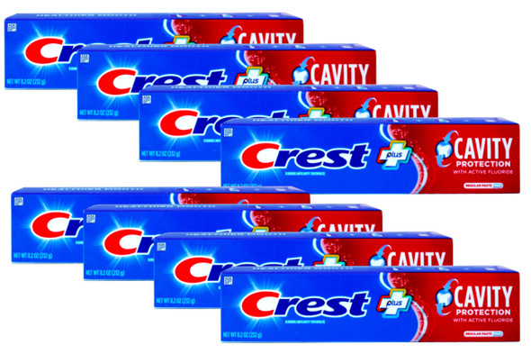Crest Fluoride Cavity Protection Toothpaste 8.2 Ounce Regular Paste Bulk Toothpaste Prevents Cavities Before They Start (8 Pack)